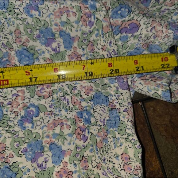 Vtg 80s Floral Print  Two Piece Skirt Set  Peter Pan Collar Ornate Buttons 16 - Picture 9 of 12